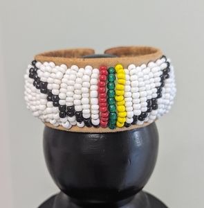Native American, Leather, Beaded Hand-crafted Bracelet